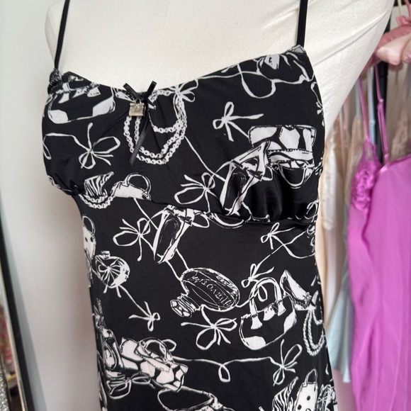 Vintage Italian Made Parisian Slip Dress bow coquette goth diva grunge M - Picture 4 of 7